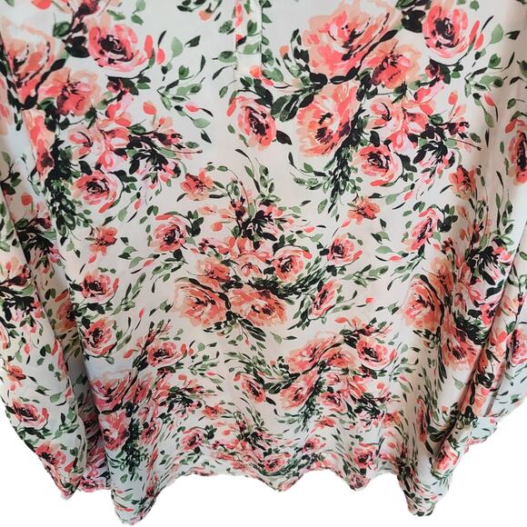 Torrid Top Hi Low Blouse Long Sleeve Blouse Womens 4X White Floral Top Georgette - Picture 3 of 10